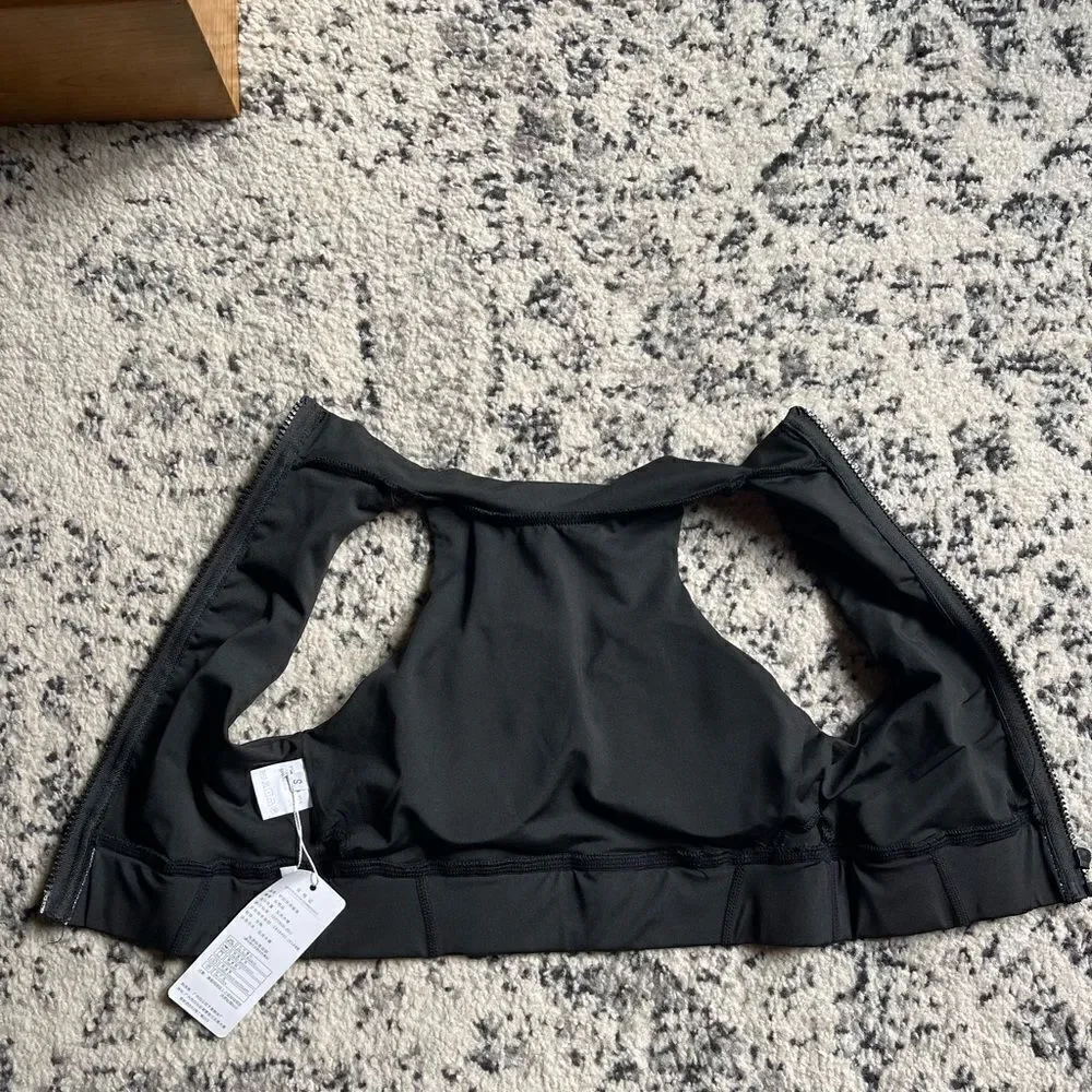 Small Do My Self black high neck back zipper bra
